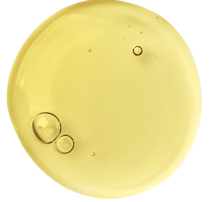 Premium Beard Oil | 1Gallon | 128 fl.oz. showing a close-up of golden cleanser droplets on a white background.