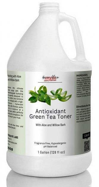 Gallon container of Antioxidant Green Tea Toner with label on a white background