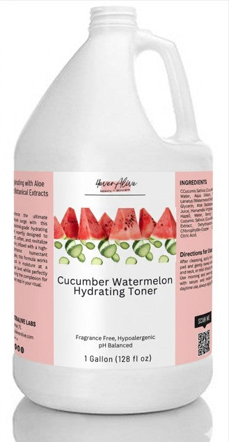 Gallon container of Cucumber Watermelon Hydrating Toner with label 4everalive Labs