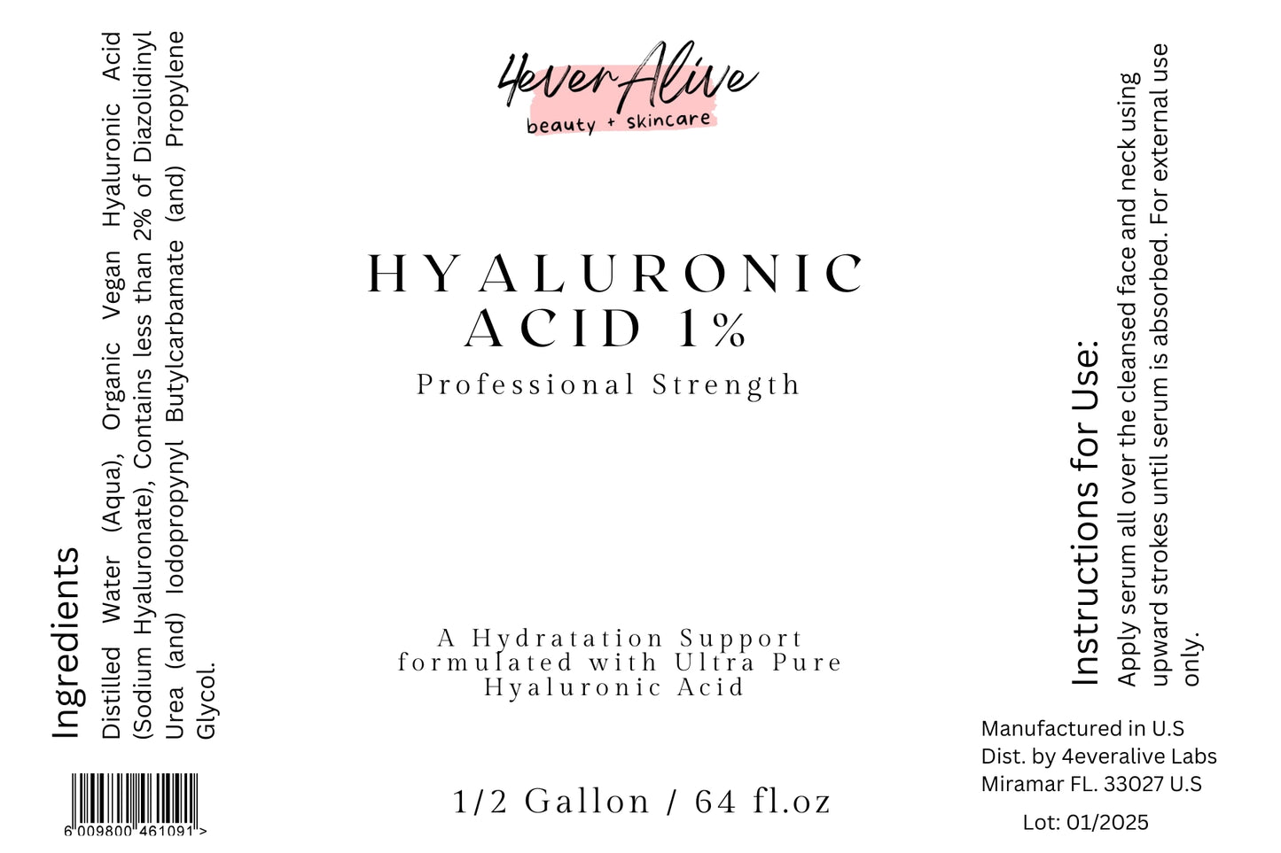 Bulk Hyaluronic Acid Serum – 1 Gallon (128 oz)