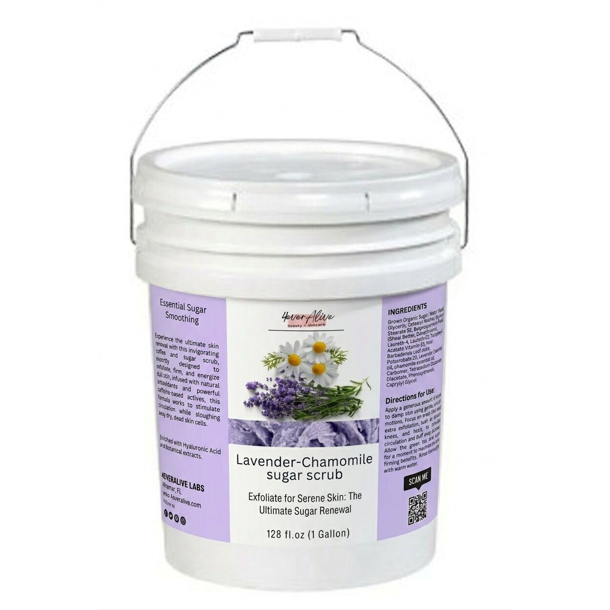 Lavender Sugar body scrub container bulk by 4everalive Labs